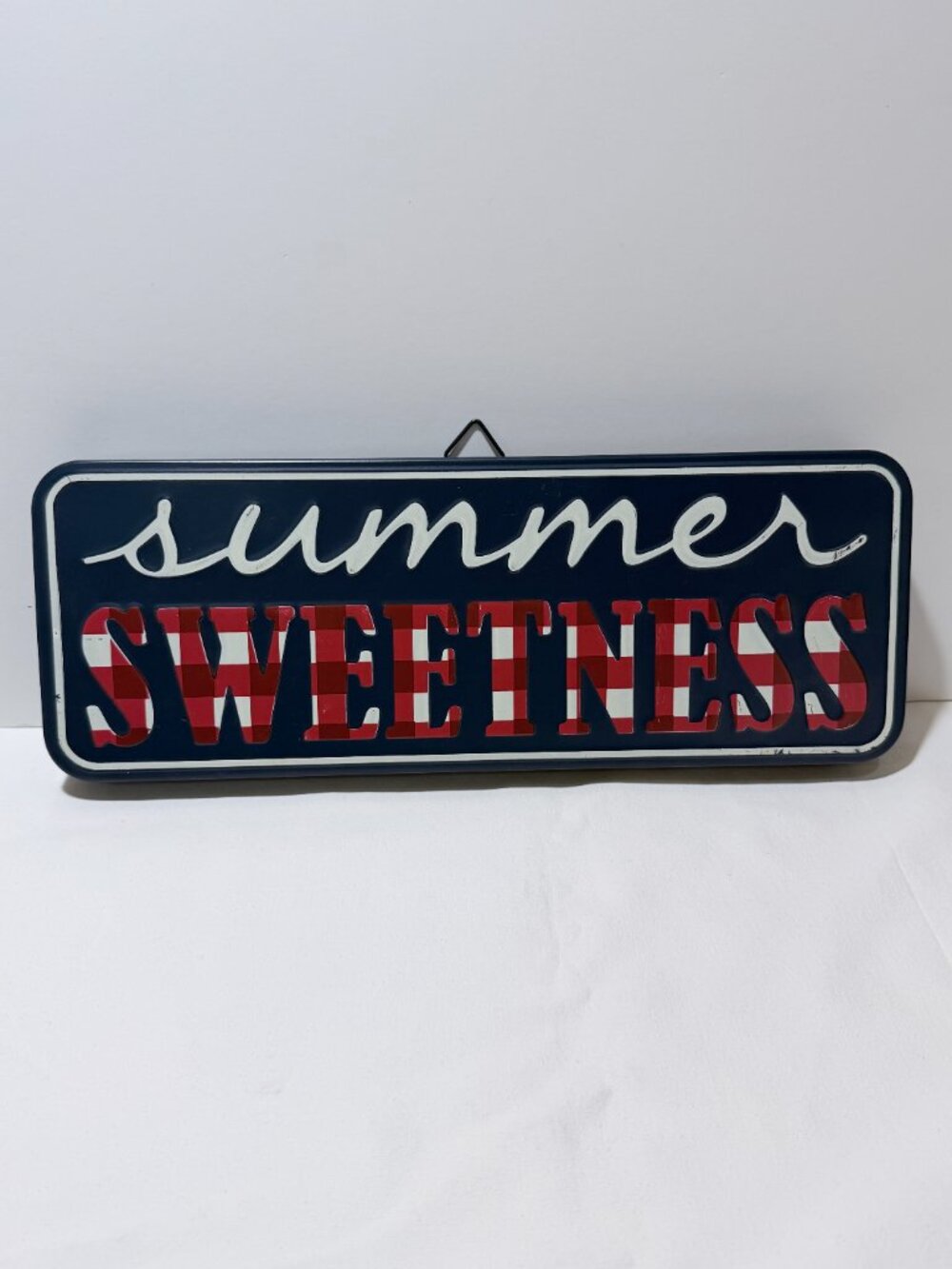 The Pioneer Woman Summer Sweetness Fun Red Plaid Script Metal Sign